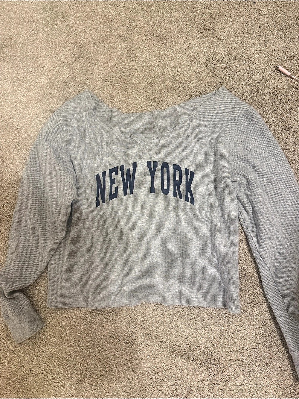 John Galt New York Thermal Long Sleeve off the shoulder Top Gray